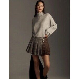 Anthropologie PILCRO Size L Cozy Ribbed Turtleneck Batwing Pullover Top Gray